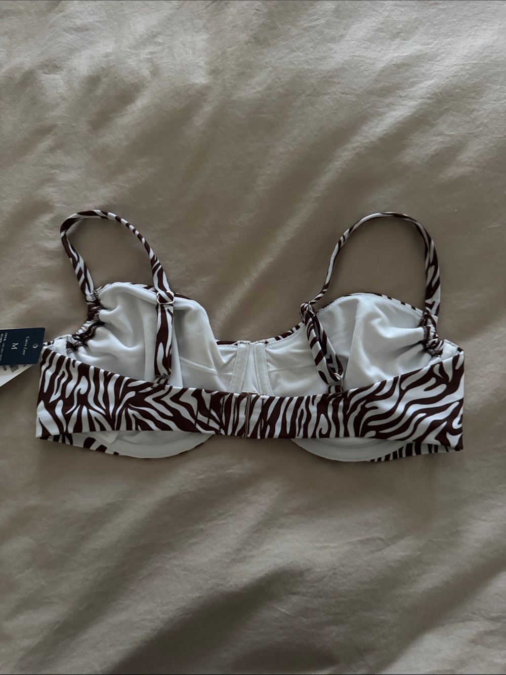 NWT Abercrombie & Fitch Brown and White Zebra Print Bikini Top Curve Love M - Picture 3 of 10